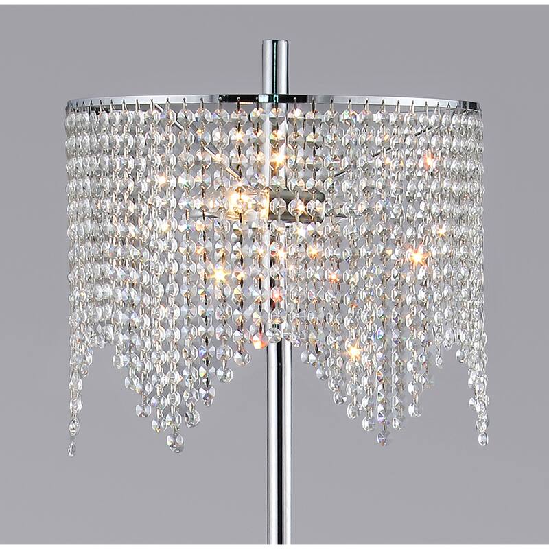 Zoe 3-light Chrome-finished 65-inch Crystal Floor Lamp