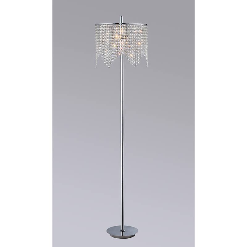 Zoe 3-light Chrome-finished 65-inch Crystal Floor Lamp