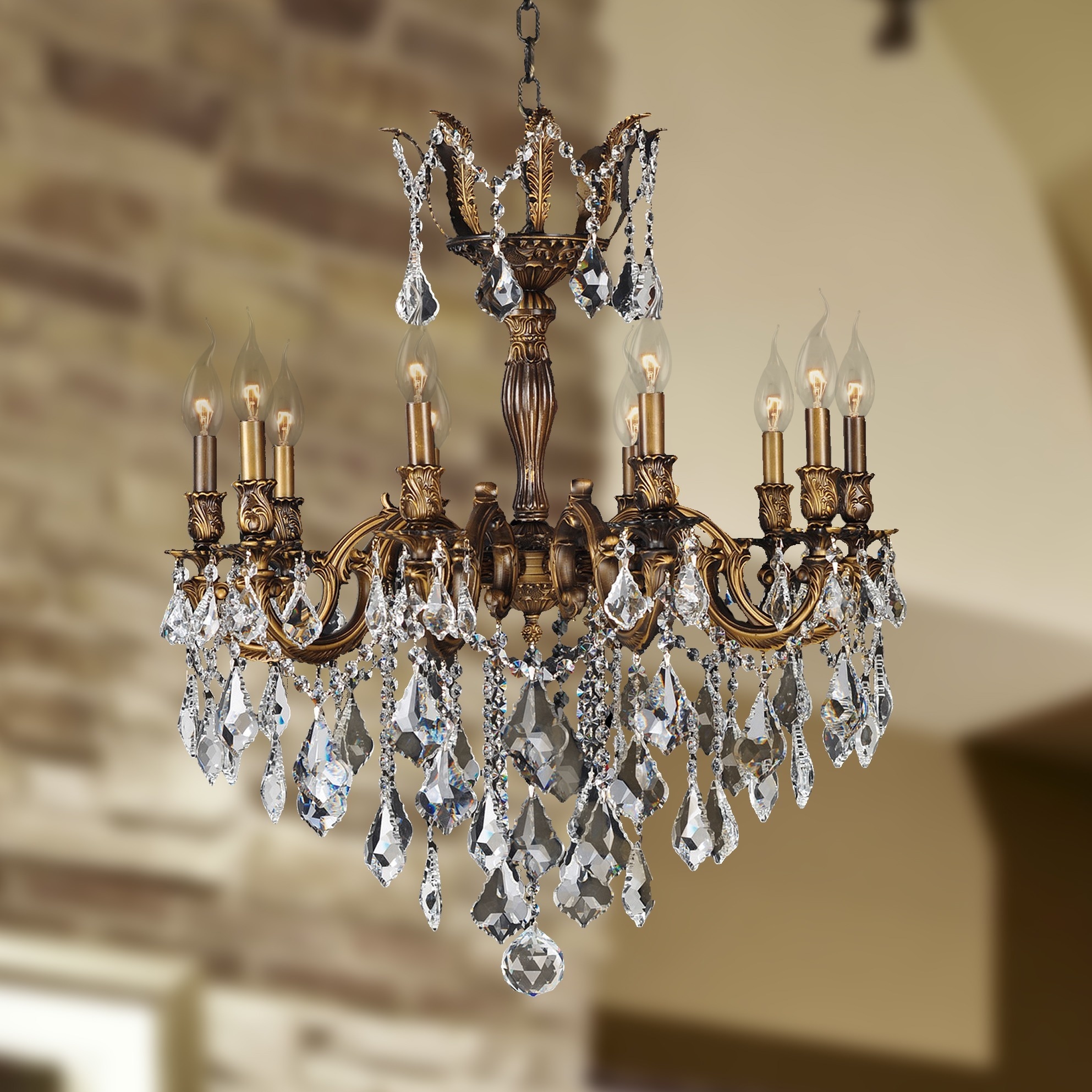 Versailles Collection 10 Light Antique Bronze Finish and Clear Crystal Chandelier (10 Lights Bronze Finish Chandelier) - Chandeliers For Bedrooms by Overstock.com