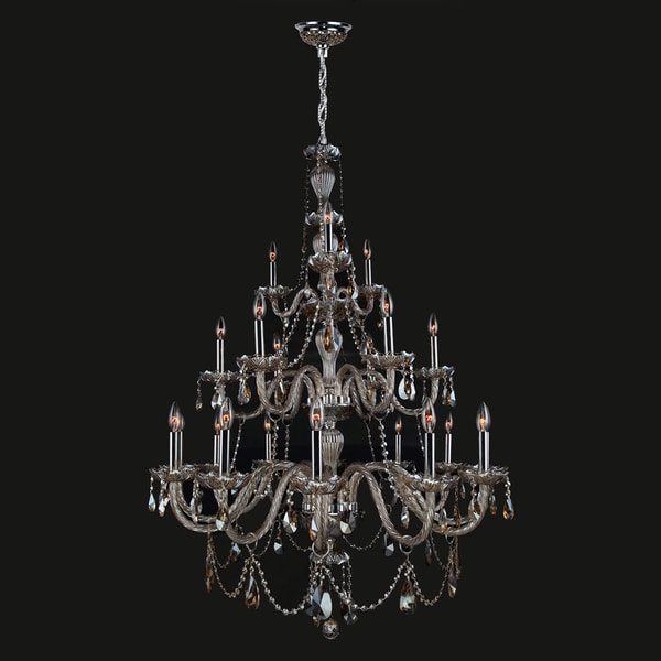 21 Light Chrome Finish And Golden Teak Crystal Chandelier Three 3 Tier 21 Light Chrome Finish And Golden Teak Crystal Chandelier Three 3 Tier