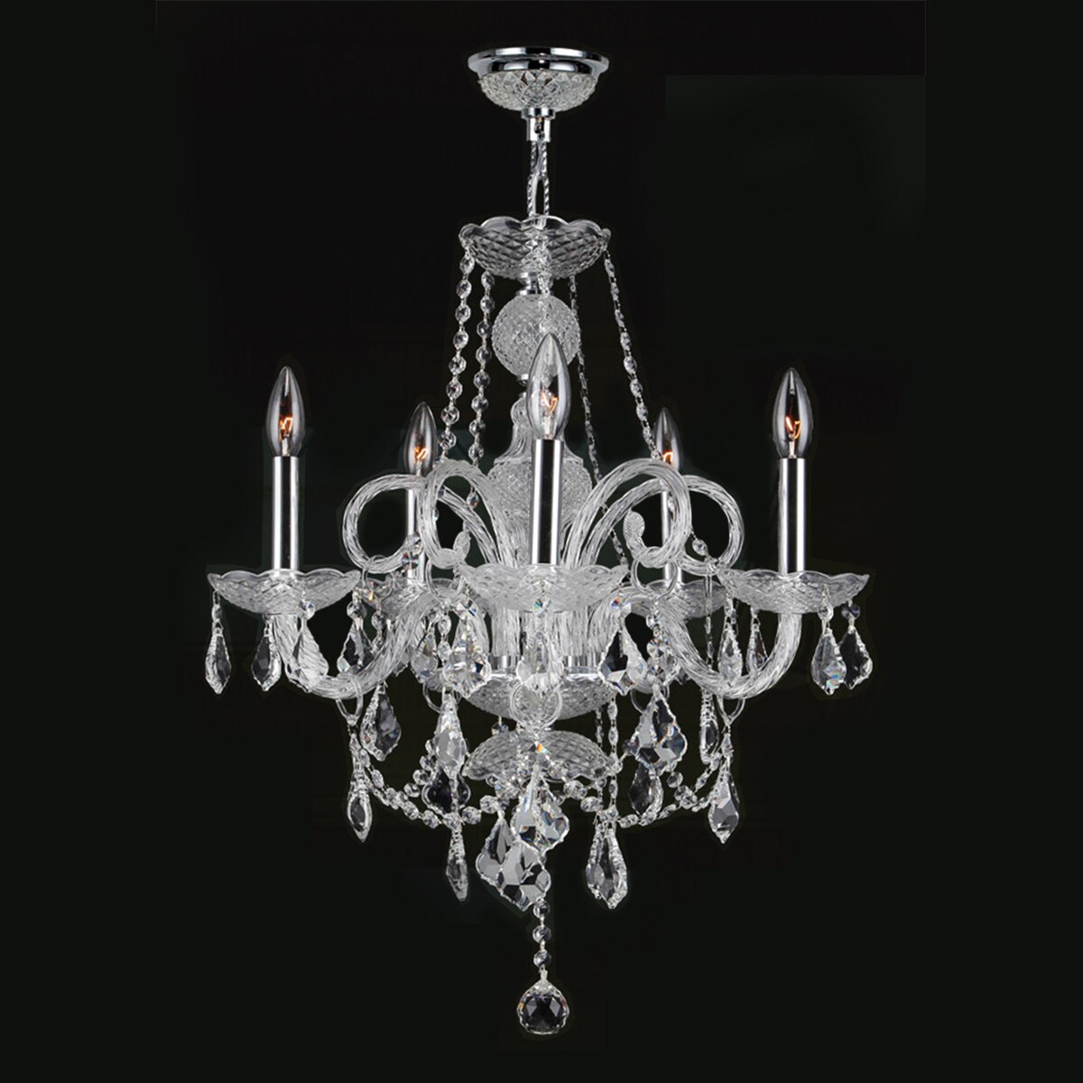 Venetian Italian Style 5-light Chrome Finish and Clear Crystal Chandelier (5 Lights Chrome Finish Chandelier) - Chandeliers For Bedrooms by Overstock.com