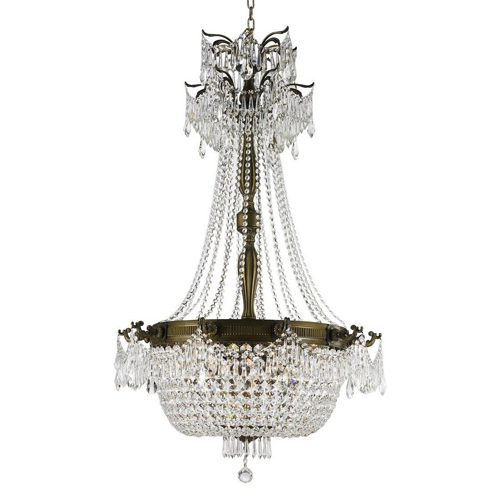 Winchester 10 Light Antique Bronze Finish Crystal Chandelier Large 30 in D x 50 in H (10 Lights Bronze Finish Chandelier) - Chandeliers For Bedrooms by Overstock.com