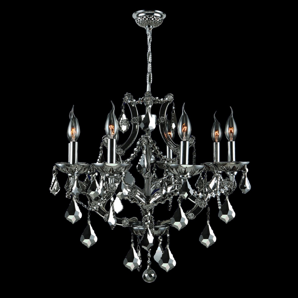 Lyre Collection 8-light Chrome Finish and Black Crystal Chandelier (8 Lights Chrome Finish Chandelier) - Chandeliers For Bedrooms by Overstock.com