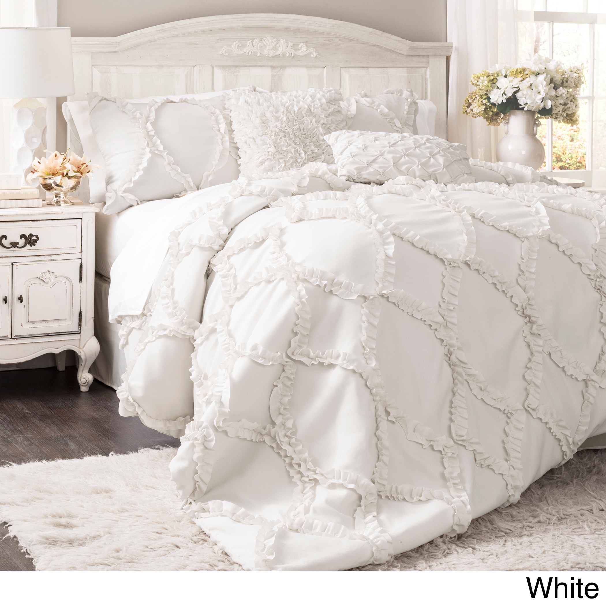 Shop Lush Decor Avon 3 Piece King Comforter Set In White As Is