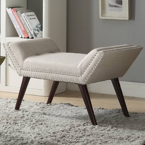 Carson Carrington Frejlev Linen Bench with Nailhead Trim