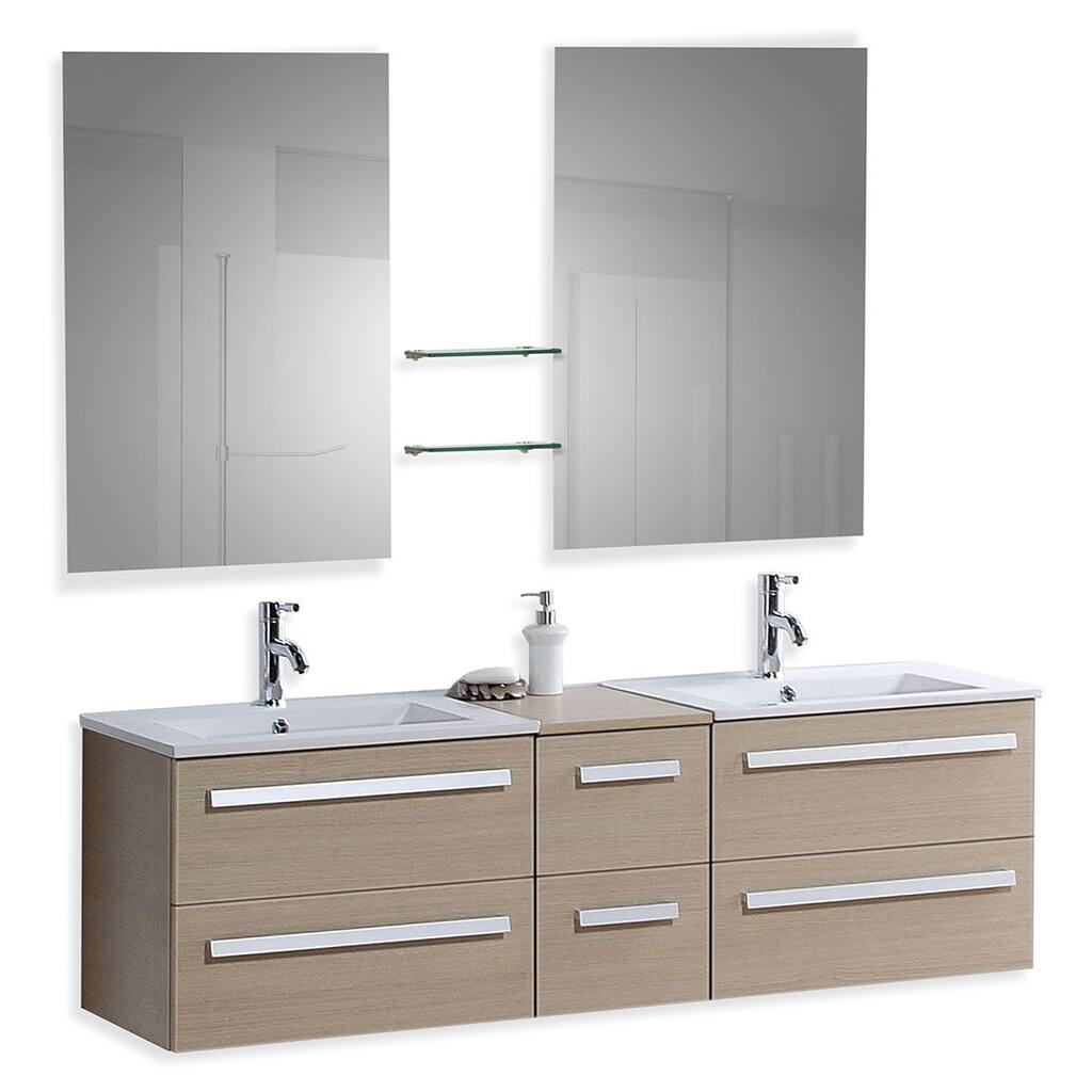& Velago Modern Beige Bathroom Vanity with Sink - DC &