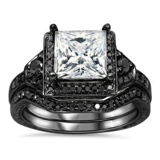 noori 14k black gold 25ct tdw black diamond and moissanite engagement ring set - Black Gold Wedding Rings noori 14k black gold 25ct tdw black diamond and moissanite engagement ring set - Black Gold Wedding Rings