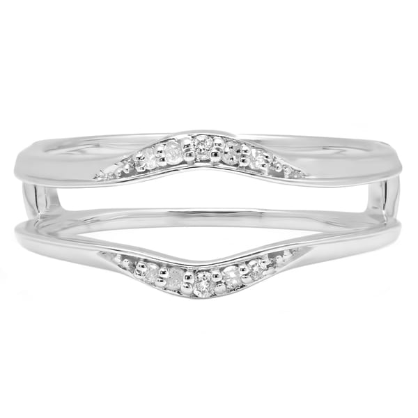 Shop Elora 10k White Gold 1/10ct TDW Round Diamond Double Ring Wedding