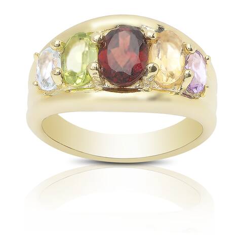 Dolce Giavonna Gold Over Sterling Silver Multi Gemstone Ring