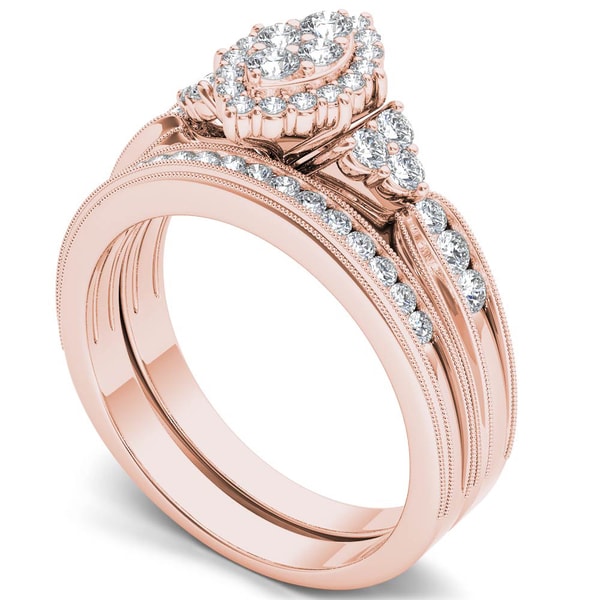 De Couer 10k Rose Gold 1 2ct Tdw Diamond Marquise Framed Halo De Couer 10k Rose Gold 1 2ct Tdw Diamond Marquise Framed Halo Engagement Ring Set Free Shipping Today 17449132