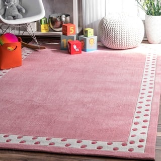 Pink 5x8 6x9 Rugs For Less Nuloom Handmade Solid Border Kids Pink Rug 5 X
