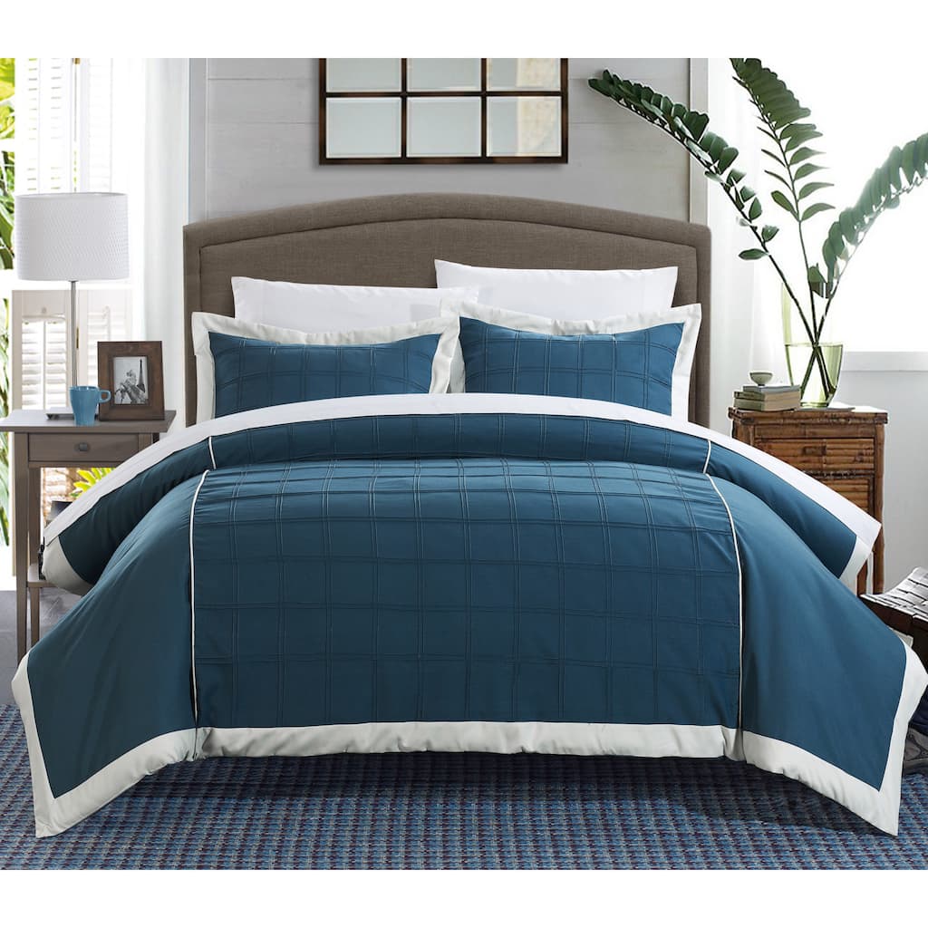 Chic Home Angevin Pintuck Color Block 7-piece Duvet Cover Set