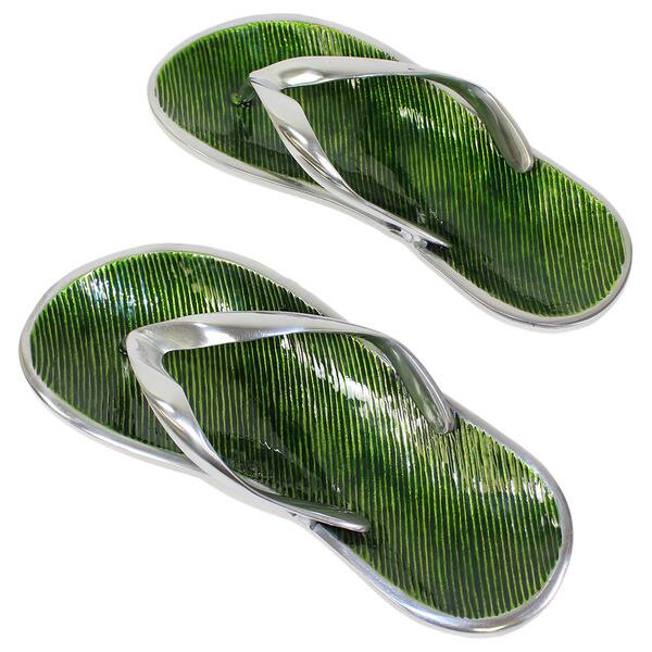 Pampa Bay Green Coastal Flip Flop Cracker Trays (Set of 2) - Bed Bath ...