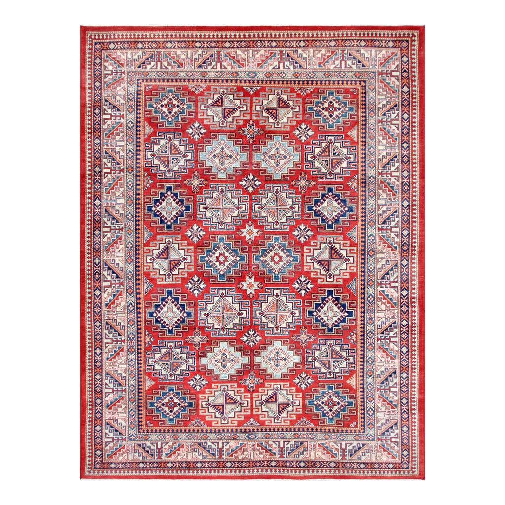 Handmade One-of-a-Kind Vegetable Dye Super Kazak Wool Rug (Afghanistan) - 9' x 12'