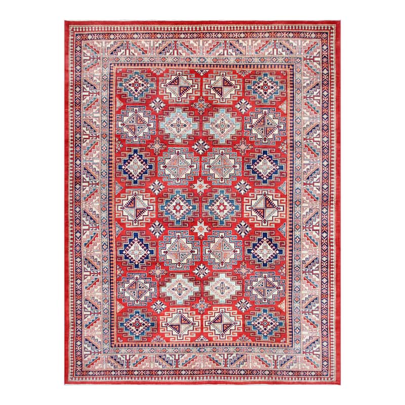 Handmade One-of-a-Kind Vegetable Dye Super Kazak Wool Rug (Afghanistan) - 9' x 12'