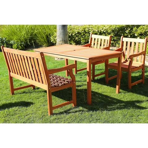 Surfside Eco-friendly 4-piece Wood Outdoor Dining Set with Rectangular Table by Havenside Home
