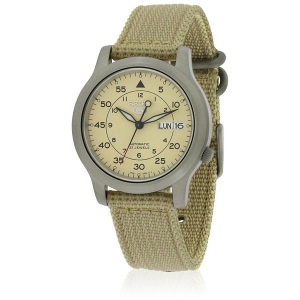 Seiko Men's Automatic Beige Dial Beige Canvas Watch