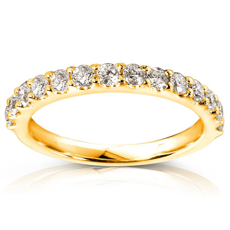 Annello by Kobelli 14k Yellow Gold 1/2ct TDW Diamond Semi-Eternity Wedding Band - 4