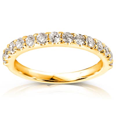 Annello by Kobelli 14k Yellow Gold 1/2ct TDW Diamond Semi-Eternity Wedding Band
