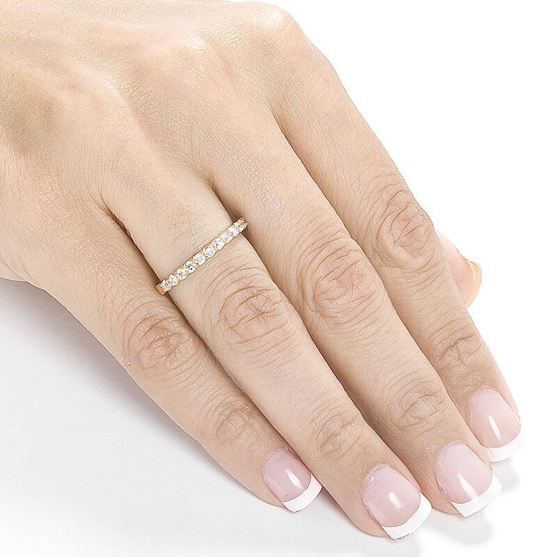 Annello by Kobelli 14k Yellow Gold 1/2ct TDW Diamond Semi-Eternity Wedding Band