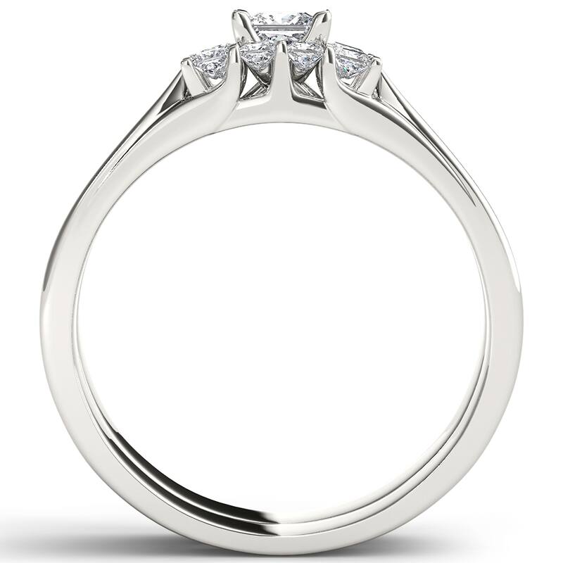 De Couer 14k White Gold 1/2ct TDW Diamond Three-Stone Engagement Ring Set with One Band