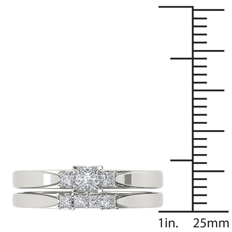 De Couer 14k White Gold 1/2ct TDW Diamond Three-Stone Engagement Ring Set with One Band