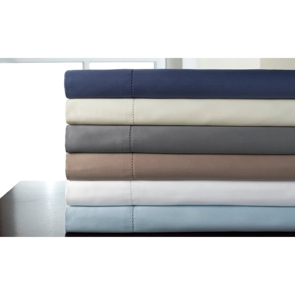 325 Thread Count Tuxedo Hemstitch 100-percent Pima Cotton Solid Sheet Set