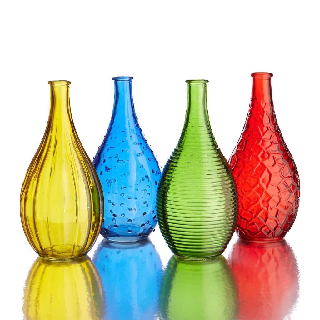 Style Setter Small Gems Colored Glass Vases (Set of 4)