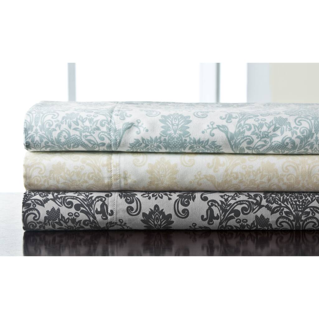 300 Thread Count Delano Damask Cotton Print Sheet Set