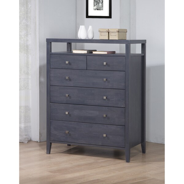 Aristo Dark Grey Black 6 Drawer Chest Free Shipping Today Aristo Dark Grey Black 6 Drawer Chest