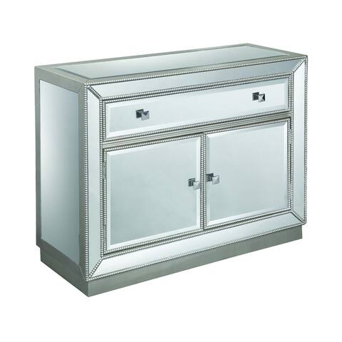 Somette One Drawer Two Door Cabinet, Estaline Champagne and Mirror - 40"L x 15.5"W x 32"H