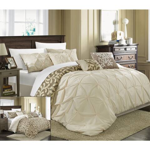 Chic Home Trefort Pinch Pleat Oversized Overfilled Reversible 7-piece Comforter Set