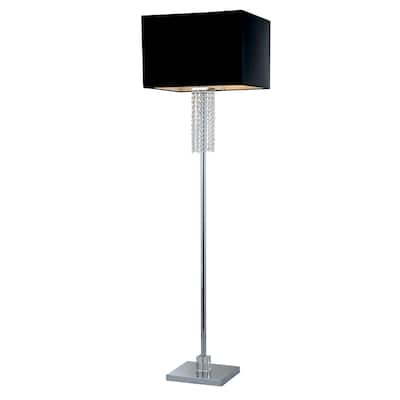 Artiva USA Adelyn 63-inch Square Modern Chrome and Black Crystal Floor Lamp