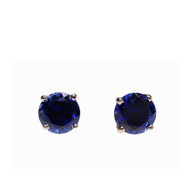 Kabella 14k White Gold Created Sapphire Solitaire Stud Earrings - White