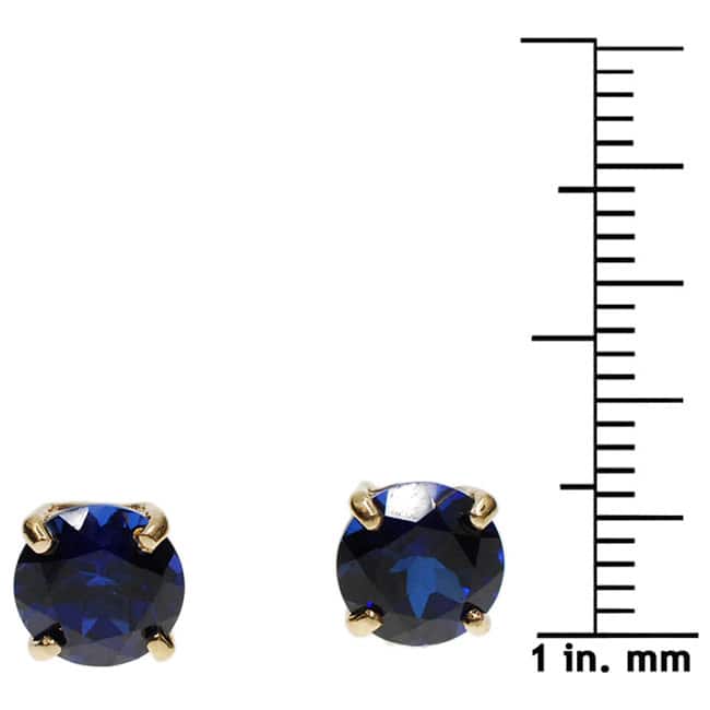 Kabella 14k White Gold Created Sapphire Solitaire Stud Earrings