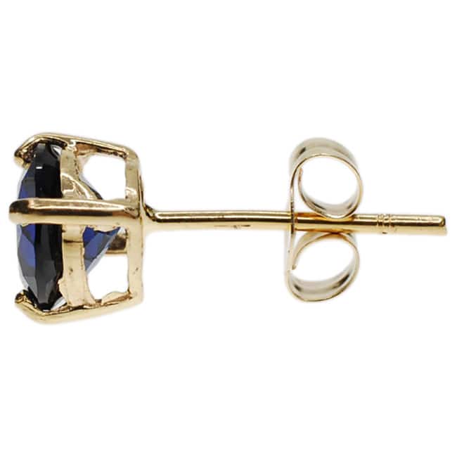 Kabella 14k White Gold Created Sapphire Solitaire Stud Earrings
