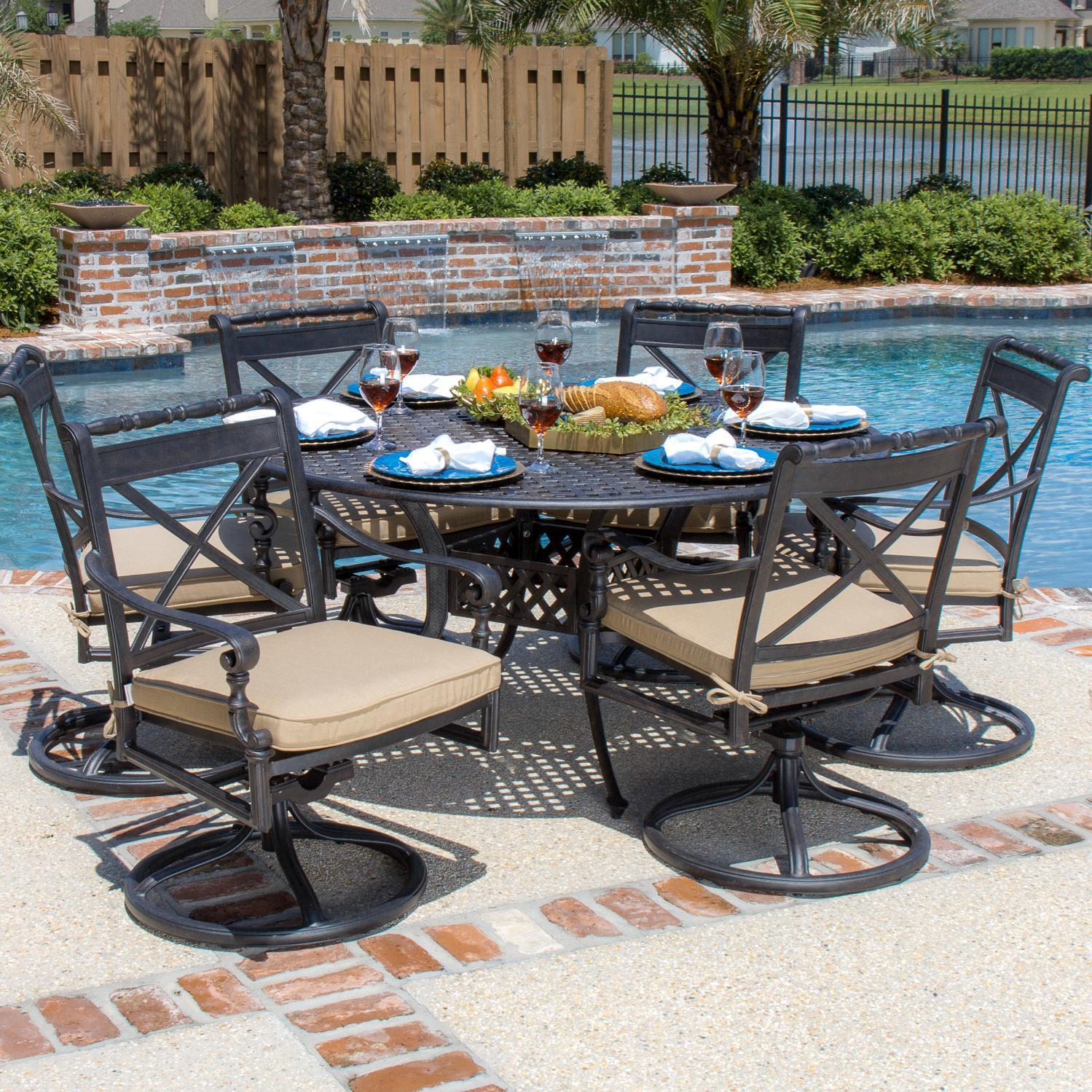 Shop Carrolton 6-person Cast Aluminum Patio Dining Set with Swivel