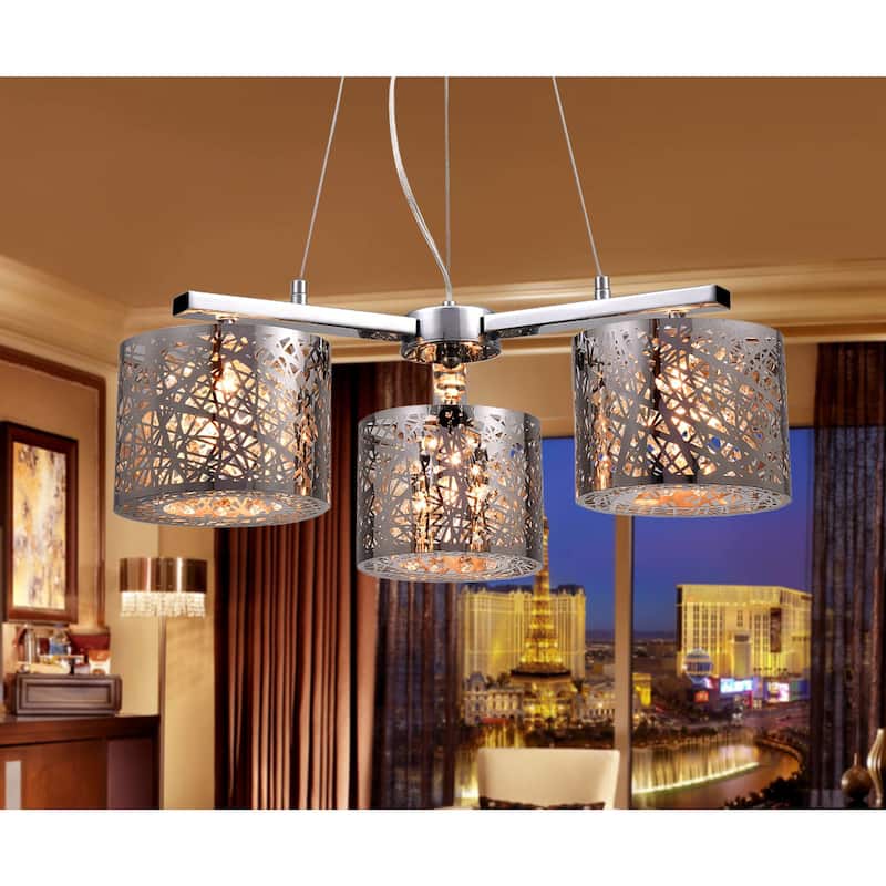 Abigail 3-light Chrome Triangular 22-inch Crystal Pendant Lamp