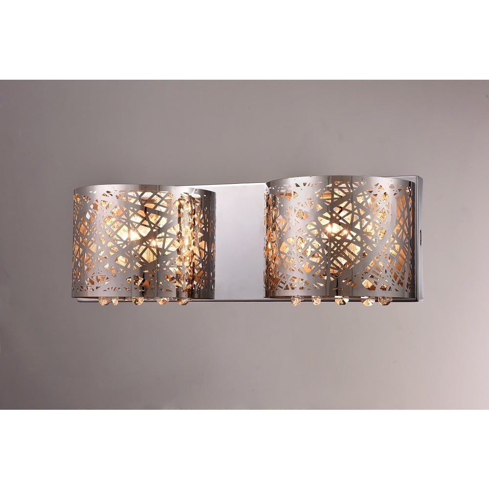 Aubrey 2-light Chrome 16-inch Crystal Wall Lamp