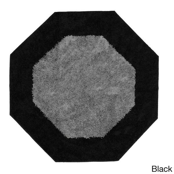 Shop Frisse Two Tone Octagon Shag Accent Rug 4 X4 Overstock 10343870 Black 4 X 4