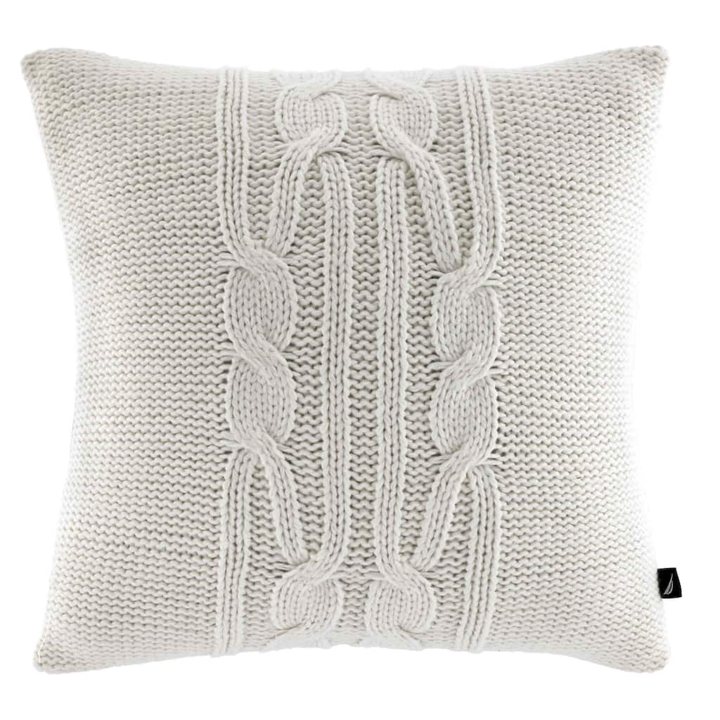 Nautica Seaward Ivory Cable Knit Decorative Pillow