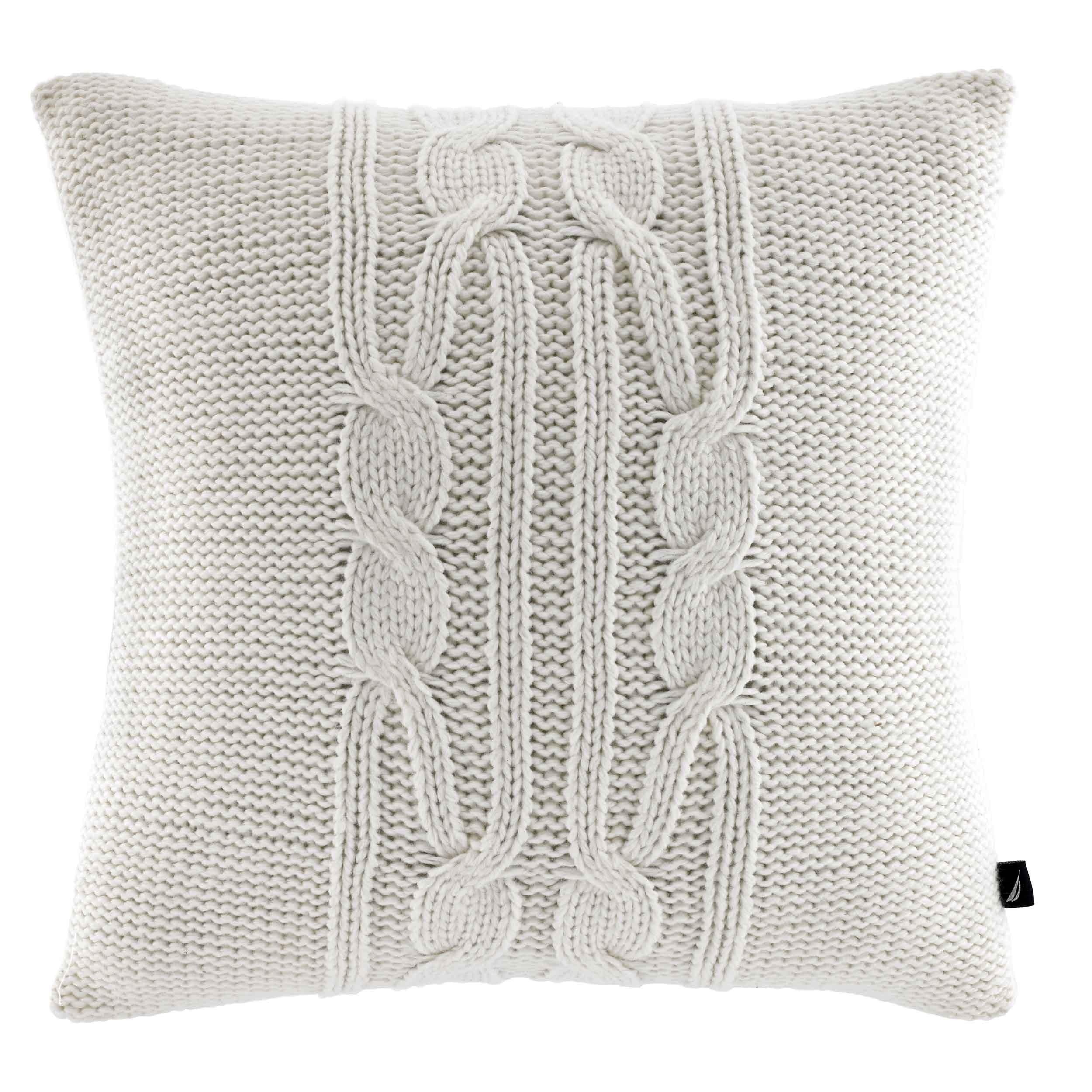 Shop Nautica Seaward Ivory Cable Knit Decorative Pillow Free