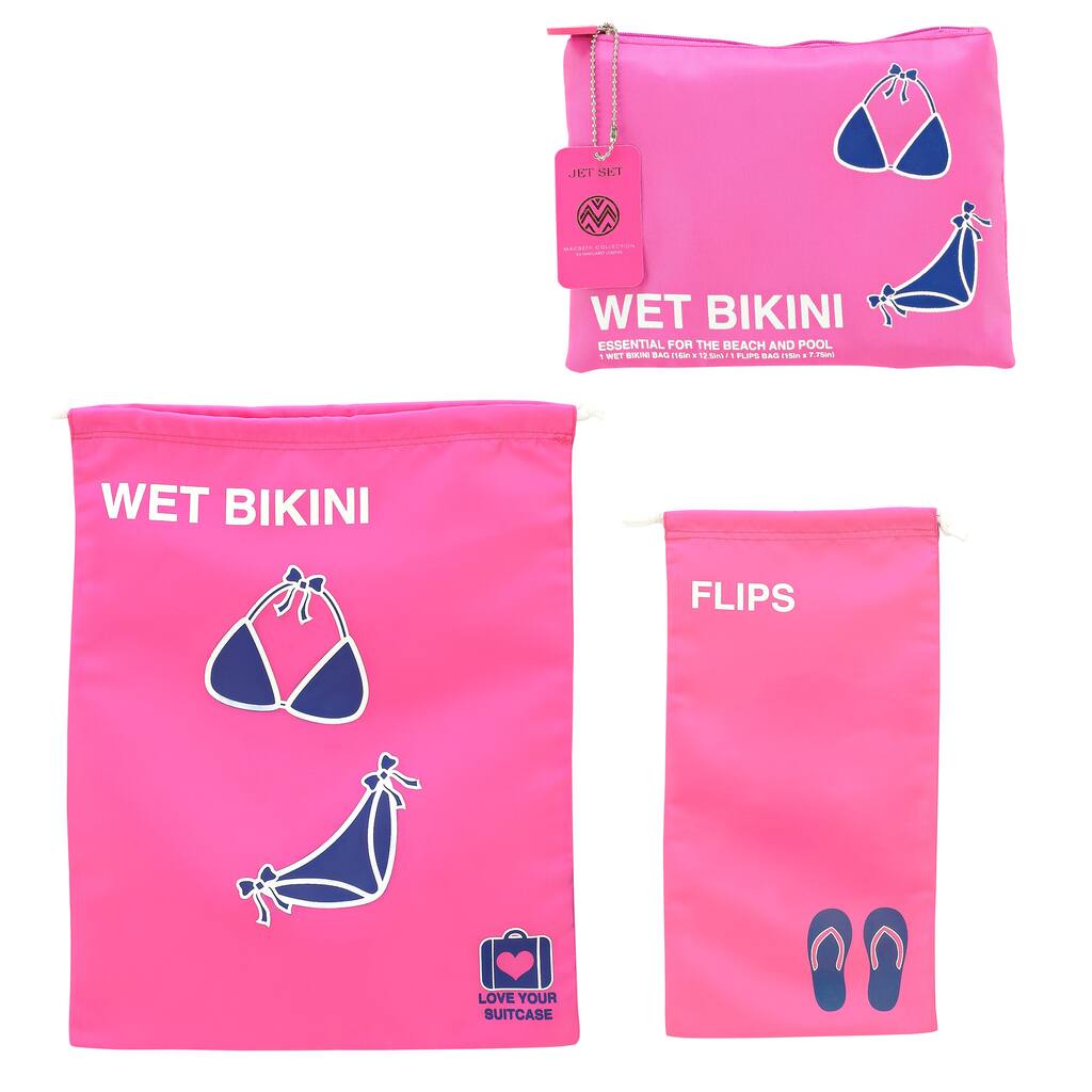 The Macbeth Collection Wet Bikini 2-piece Travel Bag Set - 7.75"x15"