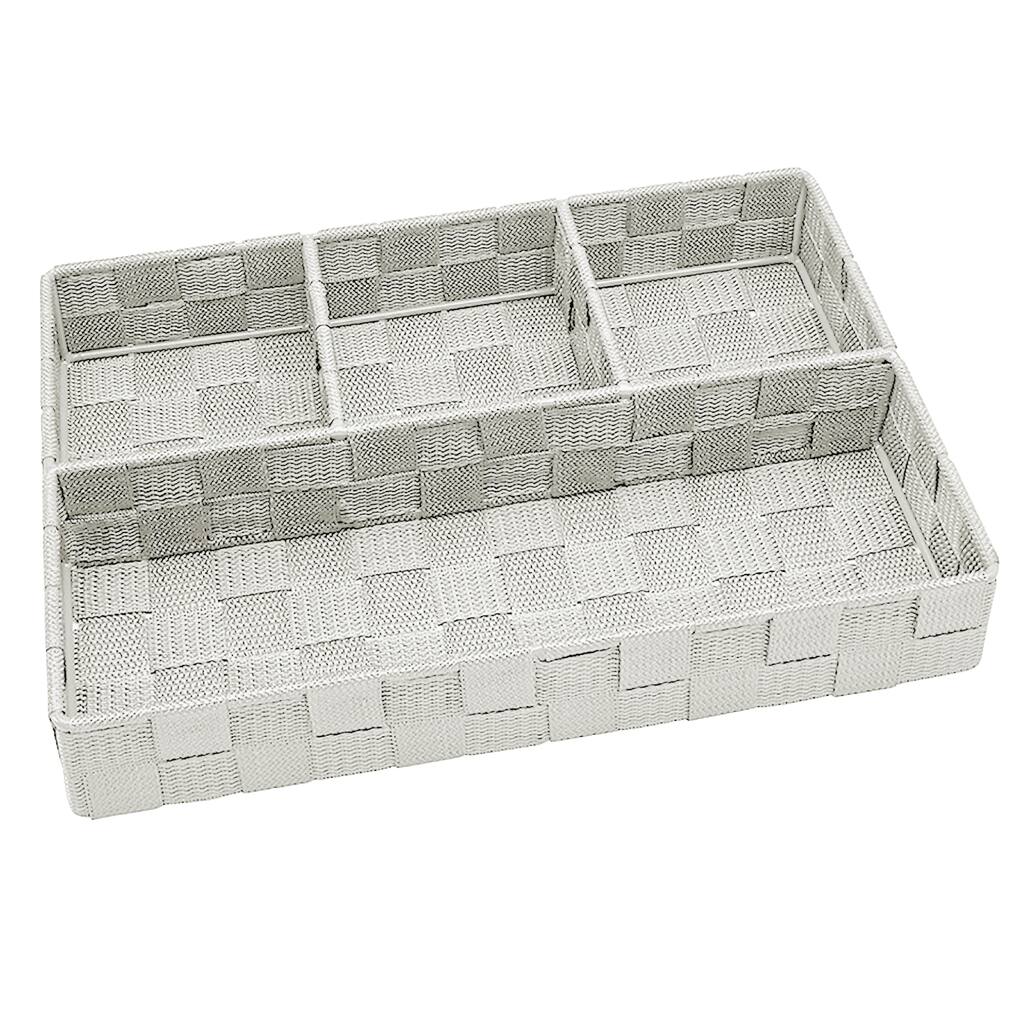 Simplify 4-compartment Ivory Woven Strap Drawer Organizer