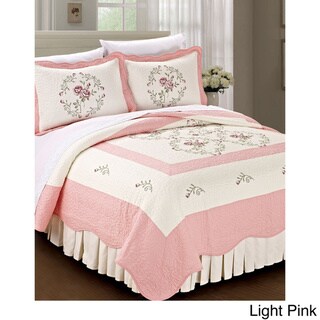 Copper Grovecopper Grove Tithonia Embroidered Prewashed Roses 3 Piece Bedspread Set Light Pink Queen Dailymail