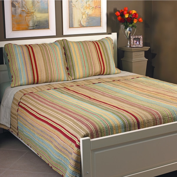 Striped Woven 100 Percent Cotton 3-piece Quilt Set