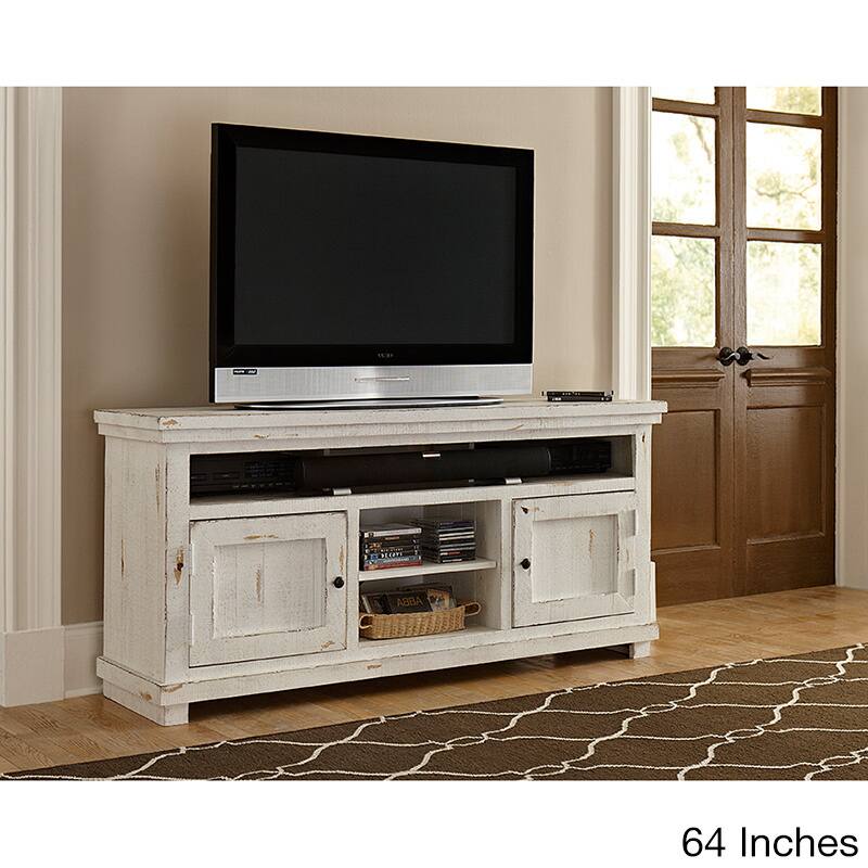 Willow Distressed White Entertainment Collection - 64 inches in width