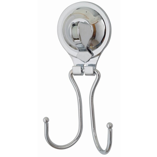 Easy Install Chrome Finished Damage Free Suction Grip Double Bath Hook