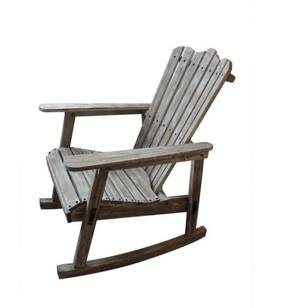 Teton Home Weathered Grey Finish Adirondack Rocking Chair 