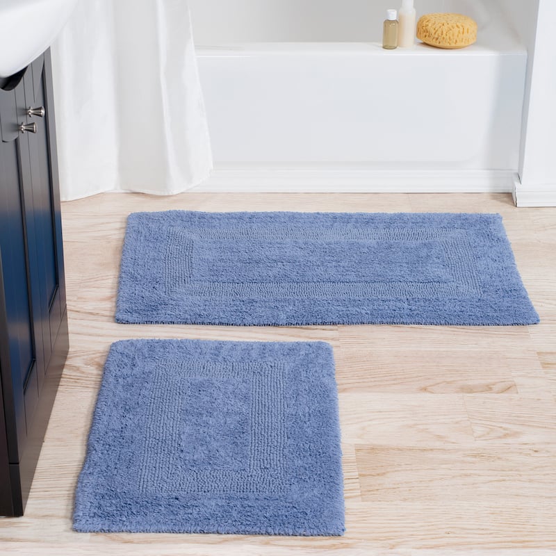 Windsor Home 100-percent Cotton 2-piece Reversible Rug Set - Navy